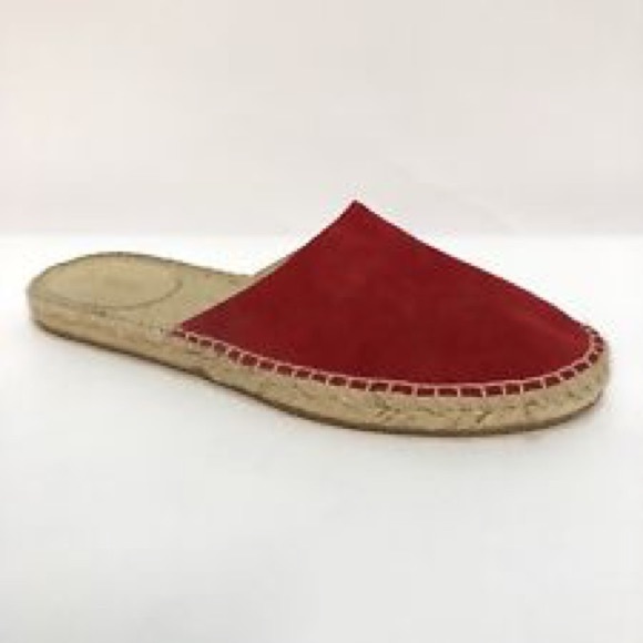 J. Crew Shoes - J.Crew Faux Suede Red Espadrilles Slide